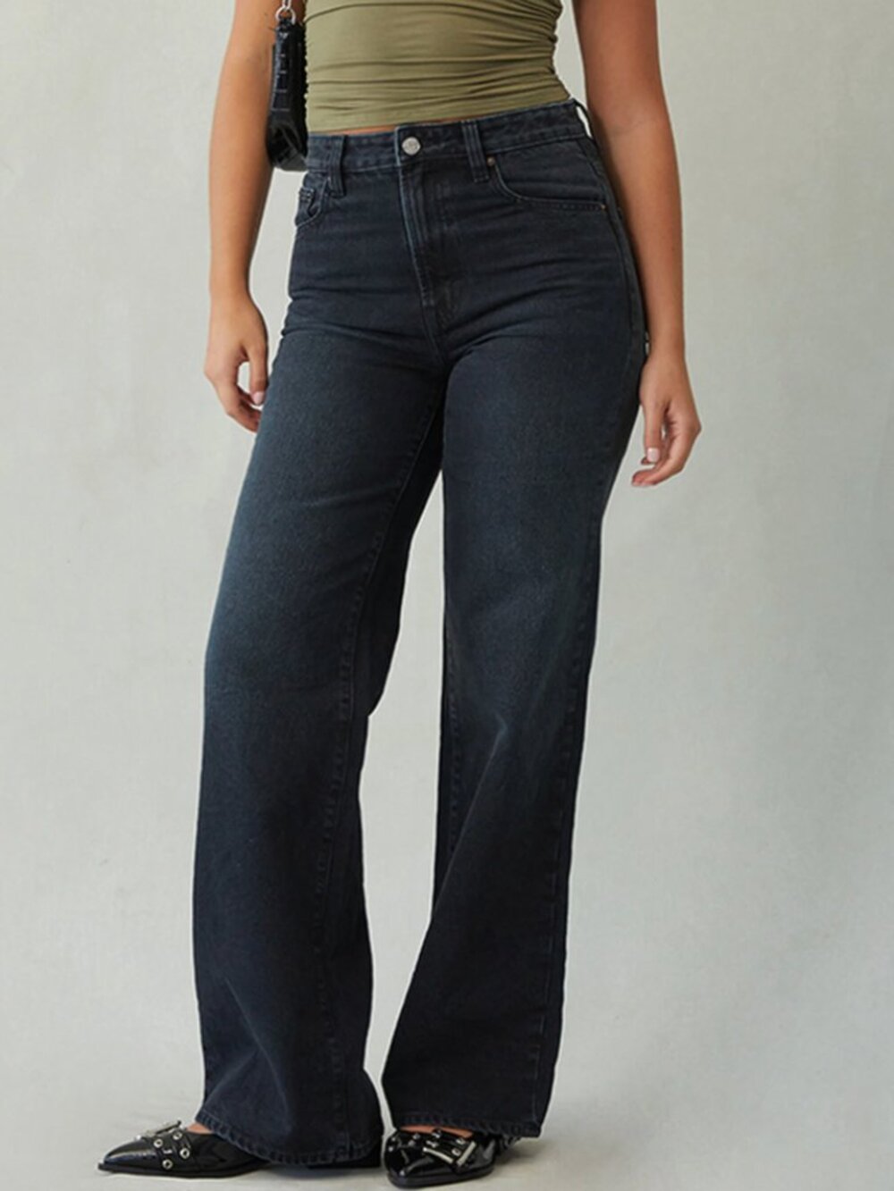 PacSun Stretch Wide Leg Jean Black